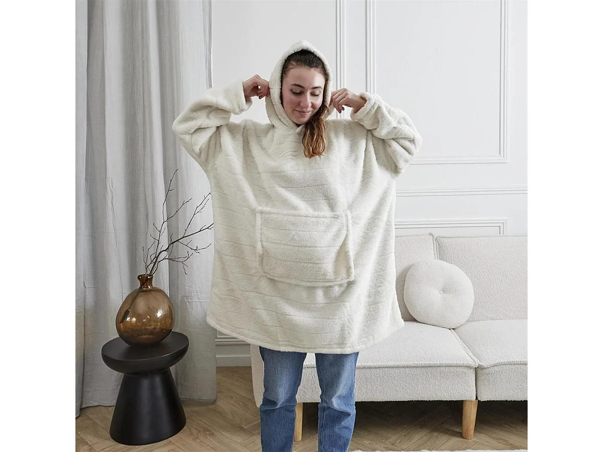 Sweat Plaid Blanc Ultra-Confort, Imitation Fourrure et Chaleur Cocooning - SWEET
