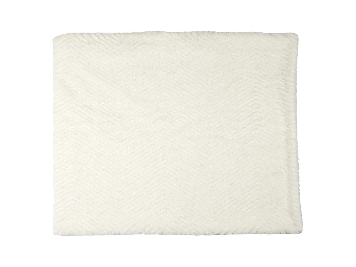 Plaid Ultra Doux 120x150cm Imitation Fourrure Blanche Motifs Géométriques