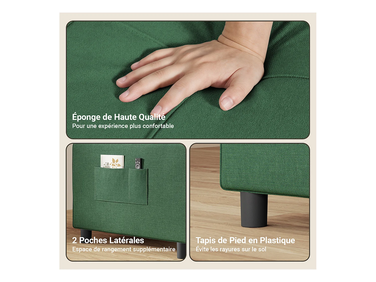 Fauteuil Convertible Bealife Fauteuil Lit Canapé 1 Place Chaise Longue Coussin Roues,Vert