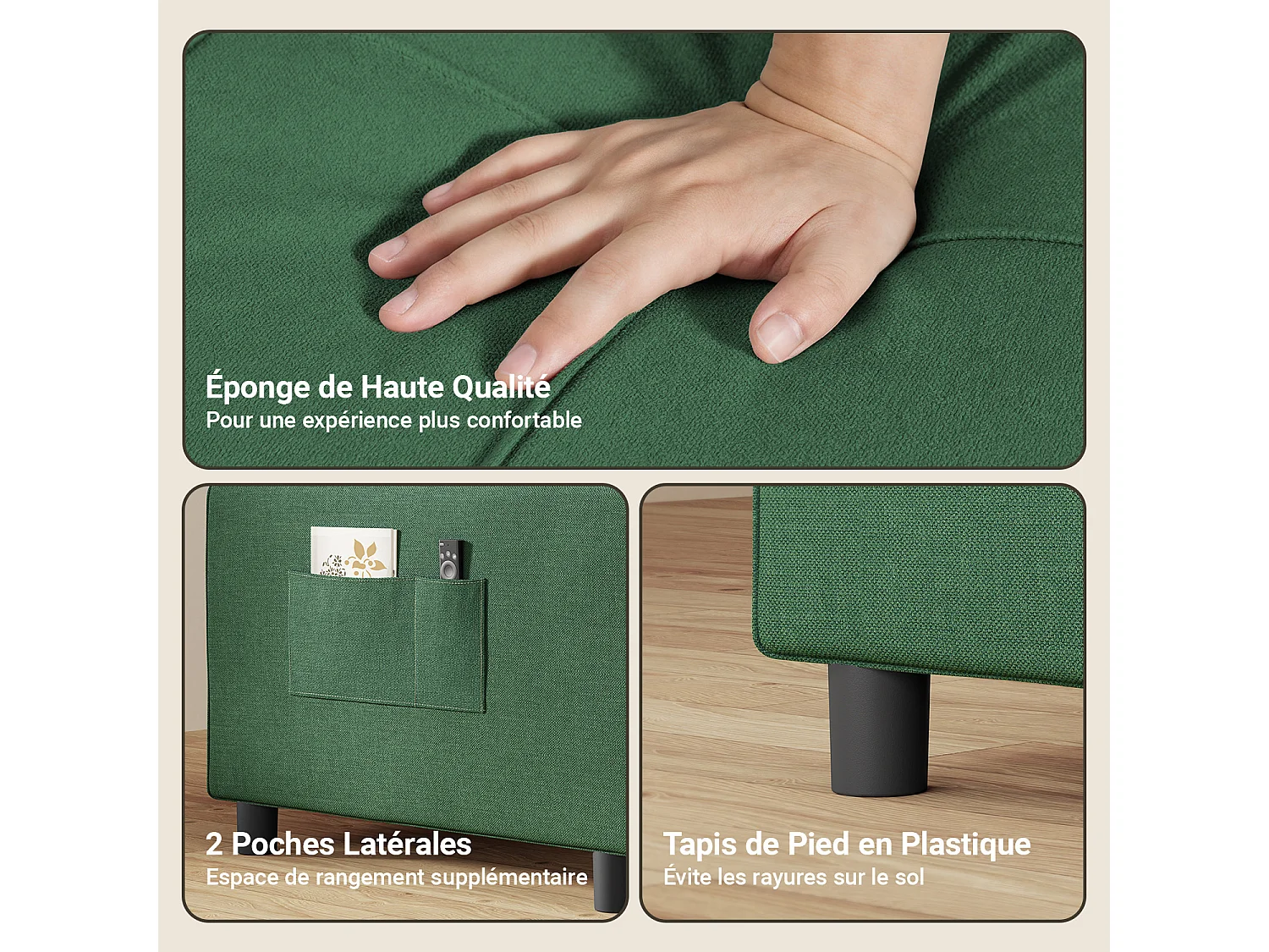 Fauteuil Convertible Bealife Fauteuil Lit Canapé 1 Place Chaise Longue Coussin Roues,Vert