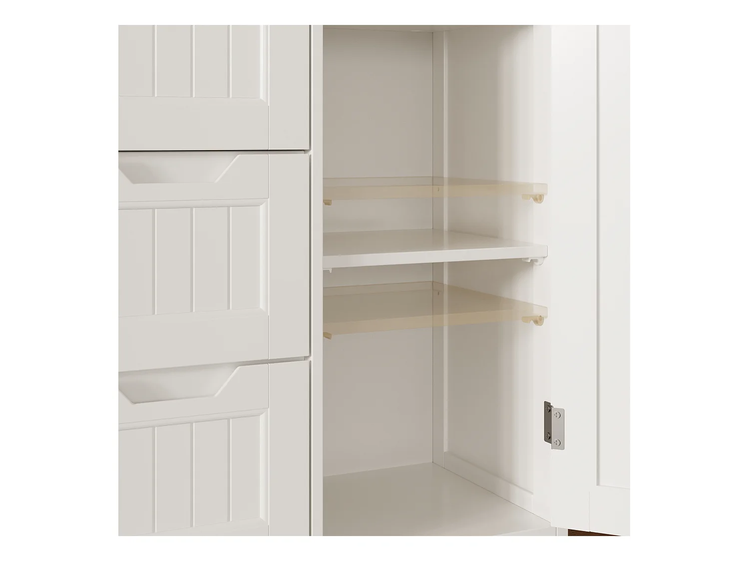 Bealife Meuble Cuisine Rangement Armoire de Cuisine Commode 4 Tiroirs 1 Porte de Placard 1 Étagère Réglable pour Couverts