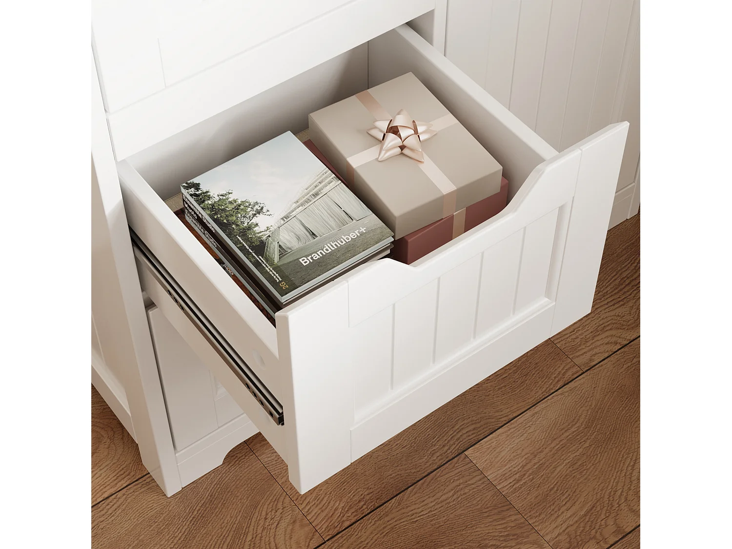 Bealife Meuble Cuisine Rangement Armoire de Cuisine Commode 4 Tiroirs 1 Porte de Placard 1 Étagère Réglable pour Couverts