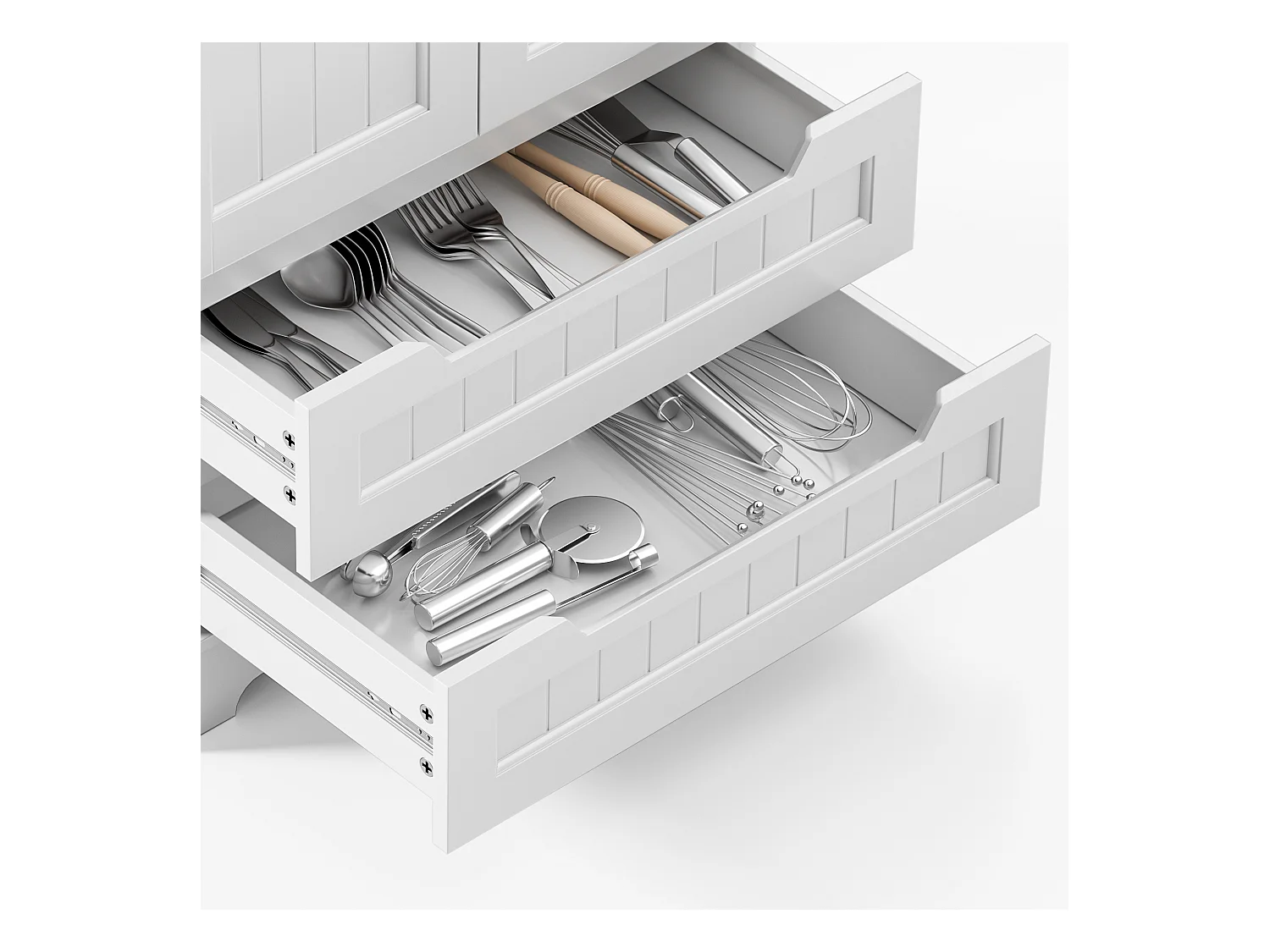 Bealife Buffet de Cuisine Armoire Haute 120 cm Meuble de Rangement 2 Portes 2 Tiroirs Étagère Reglable