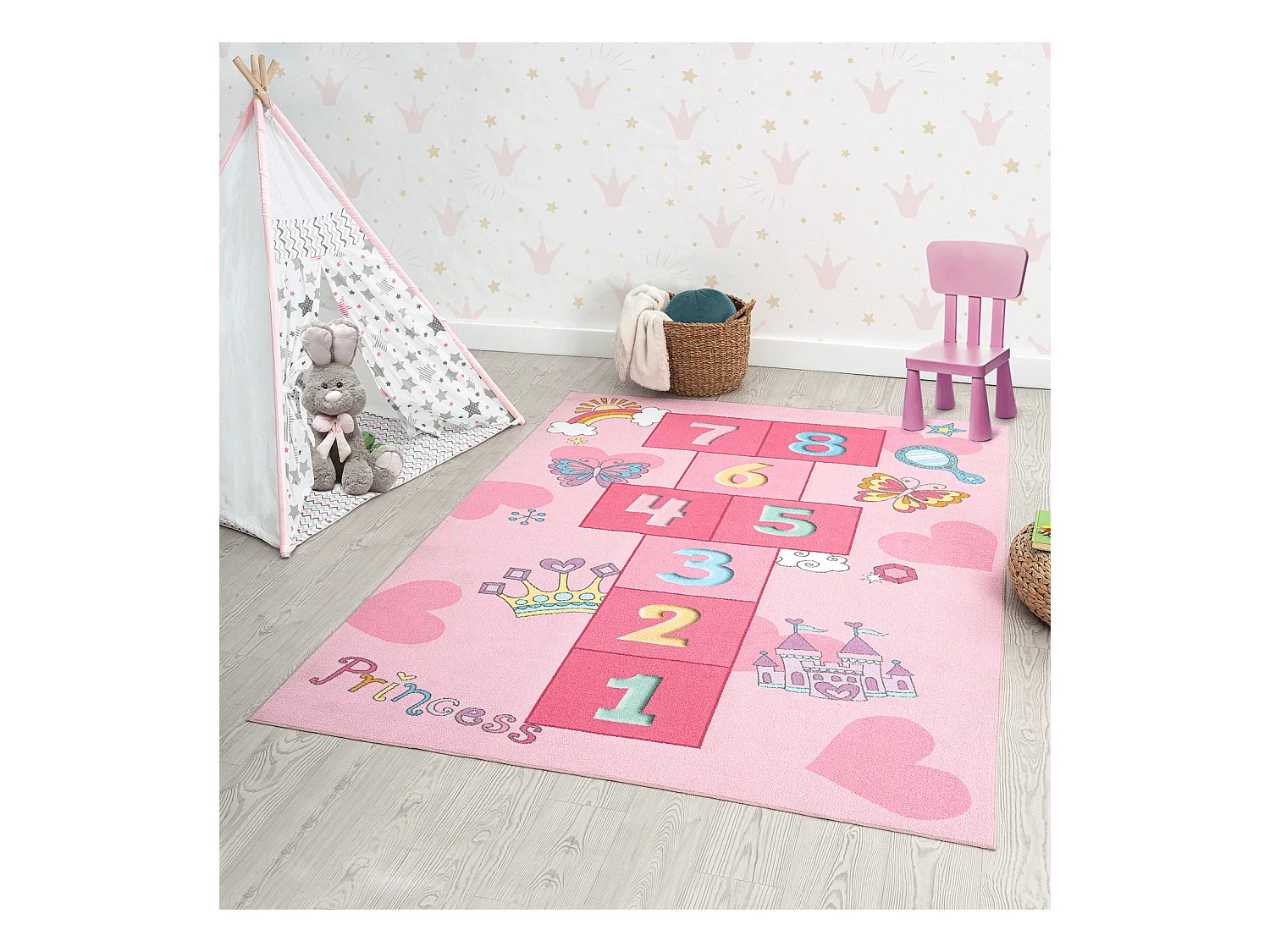Tapis Happy Life Jeu - Rose - 80x150 cm