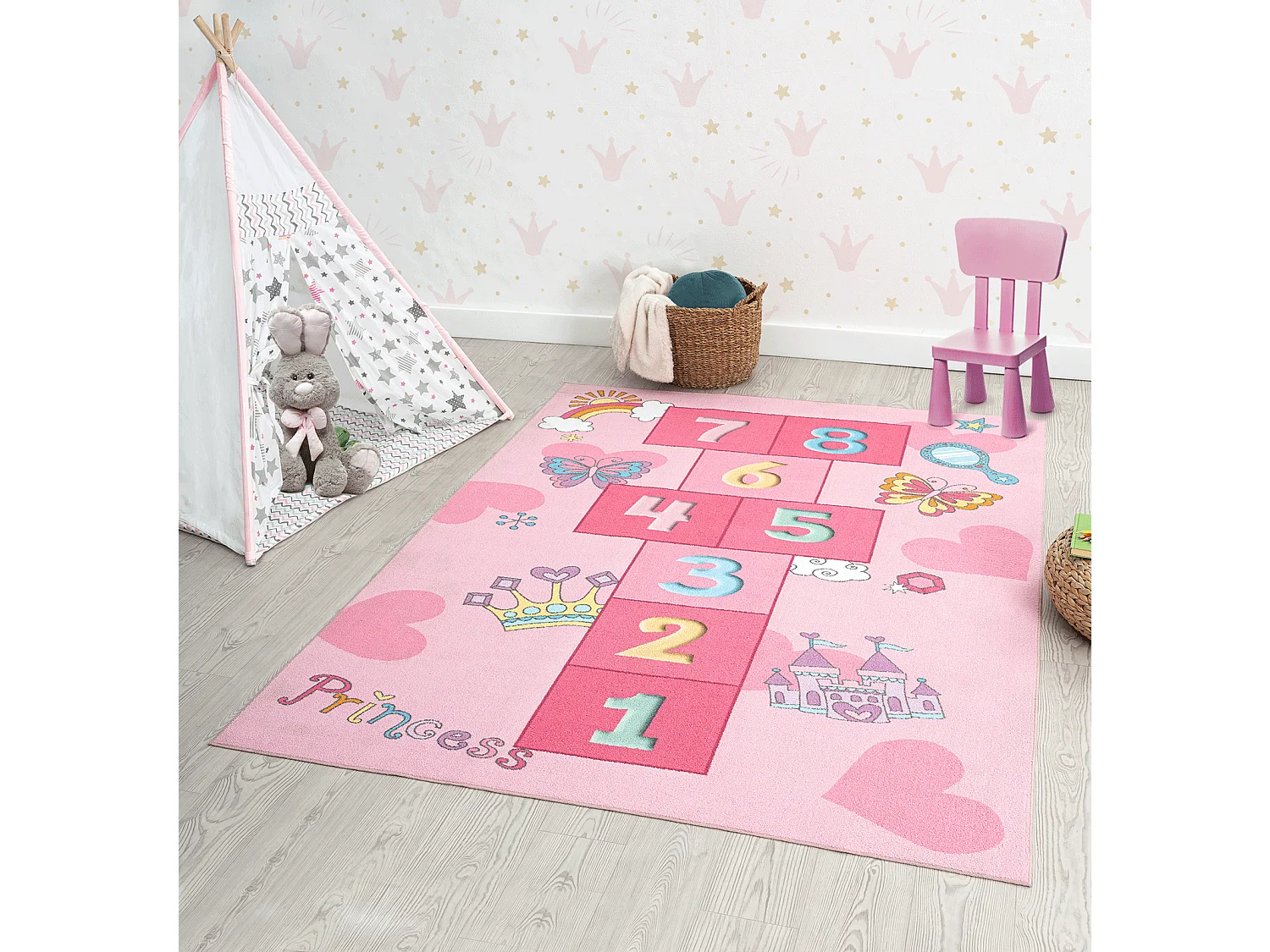 Tapis Happy Life Jeu - Rose - 80x150 cm
