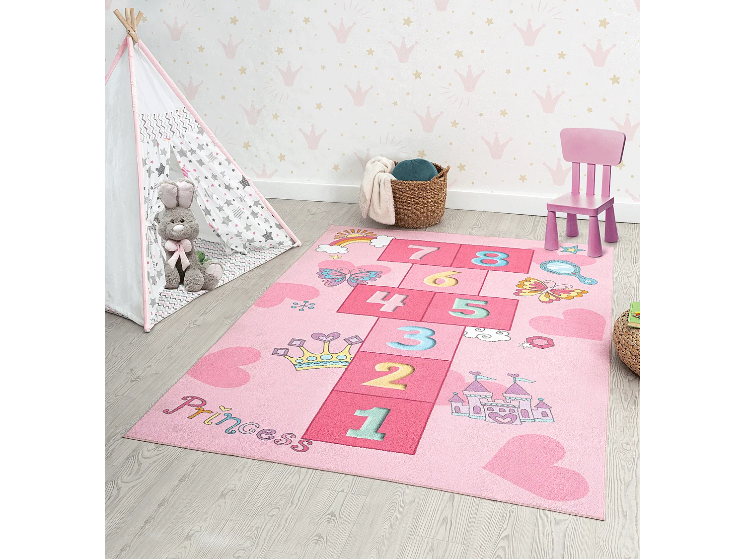 Tapis Happy Life Jeu - Rose - 80x150 cm