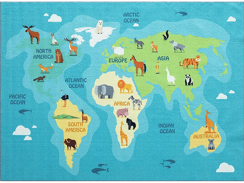 Dywan Happy Life Edukacyjny - Niebieski - 80x150 cm