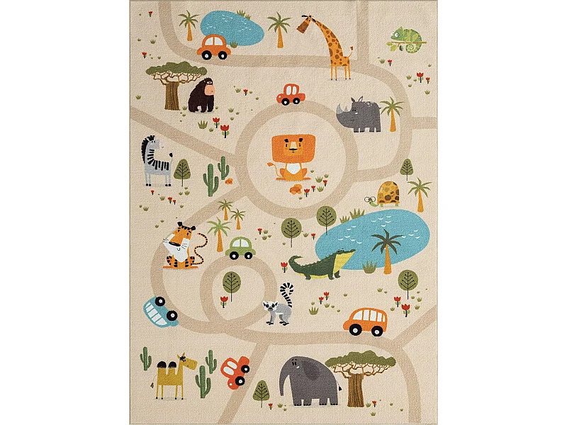 Dywan Happy Life Zabawa Safari - Beżowy - 120x160 cm
