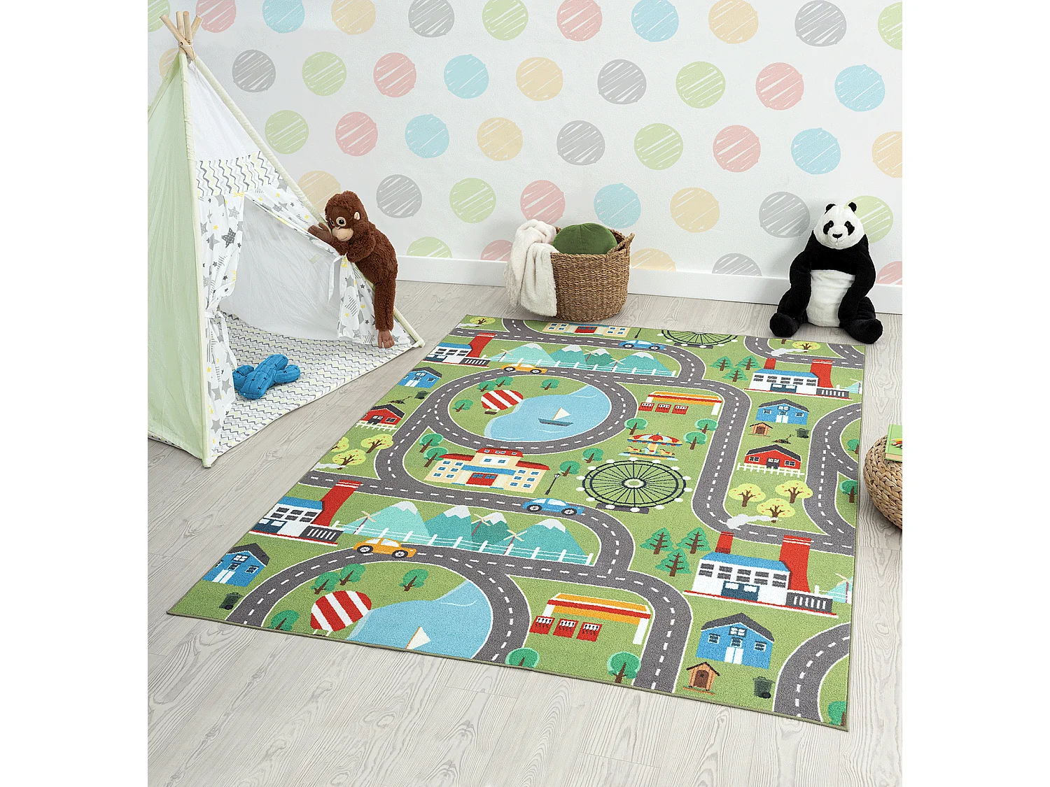 Tapis Happy Life Jeu - Vert - 200x290 cm