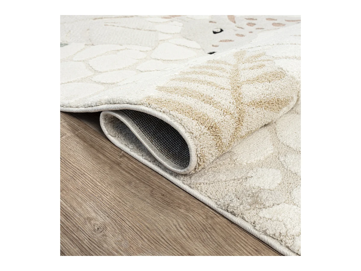 Tapis Jungle Kids Chambre Enfant 3d Résistant - Crème - 140x200 cm