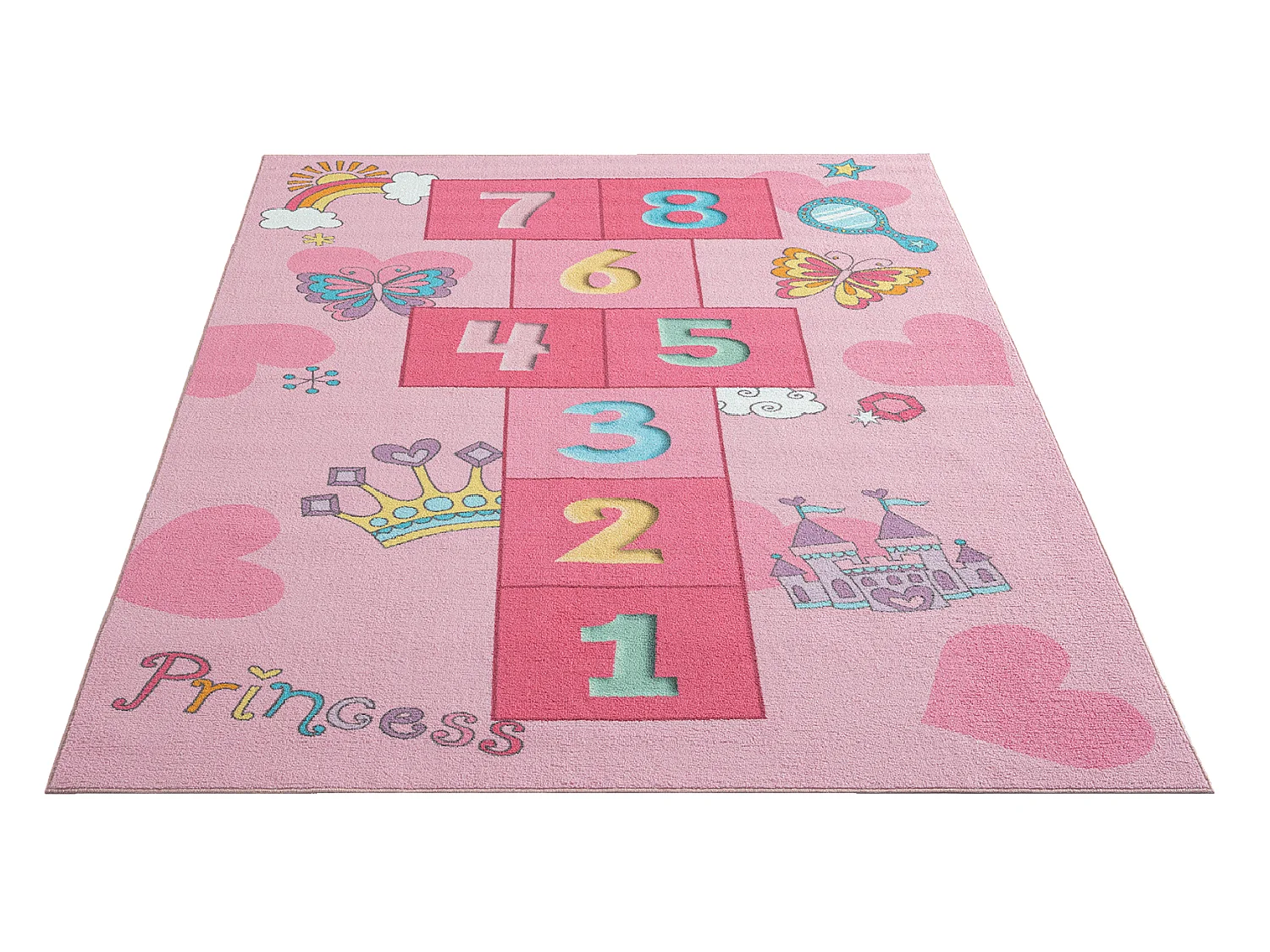 Tapis Happy Life Jeu Princesse - Rose - 160x220 cm