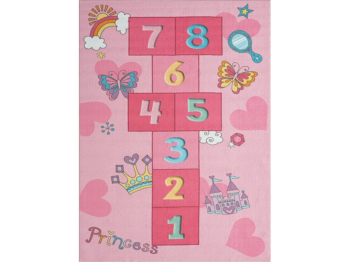 Tapis Happy Life Jeu Princesse - Rose - 160x220 cm