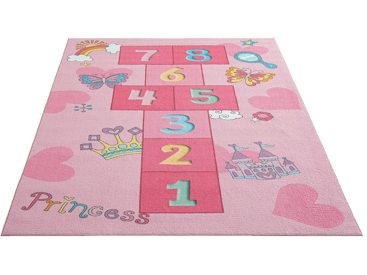 Tapis Happy Life Jeu Princesse - Rose - 160x220 cm