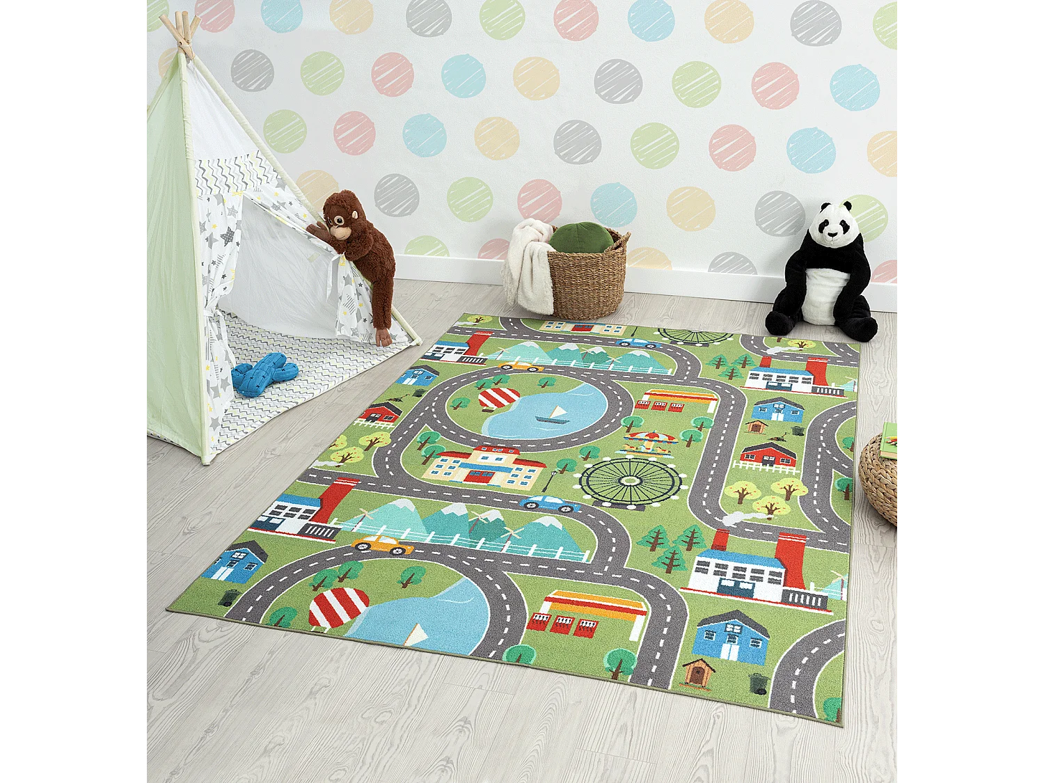 Tapis Happy Life Jeu - Vert - 160x220 cm
