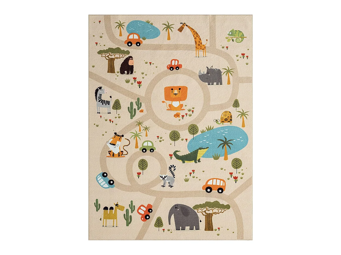 Tapis Happy Life Jeu Safari - Beige - 200x290 cm