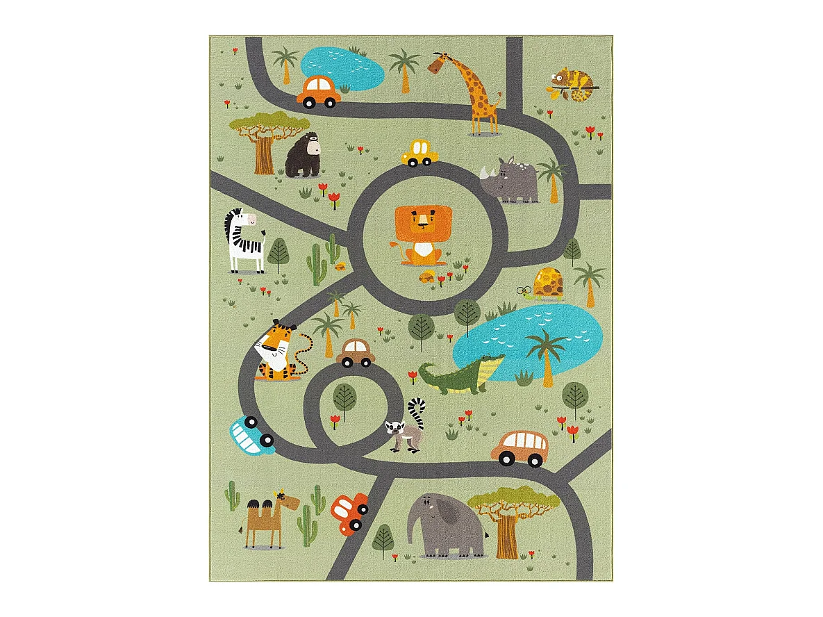 Tapis Happy Life Jeu Safari - Vert - 200x200 cm Square