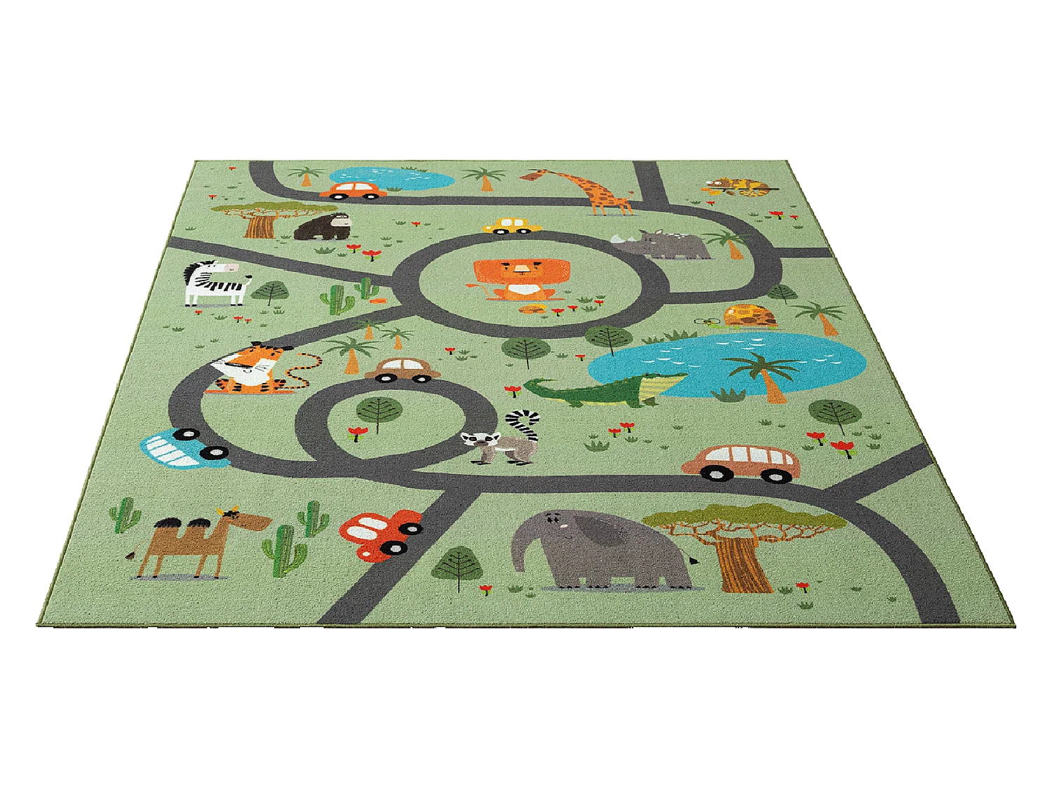 Tapis Happy Life Jeu Safari - Vert - 120x160 cm
