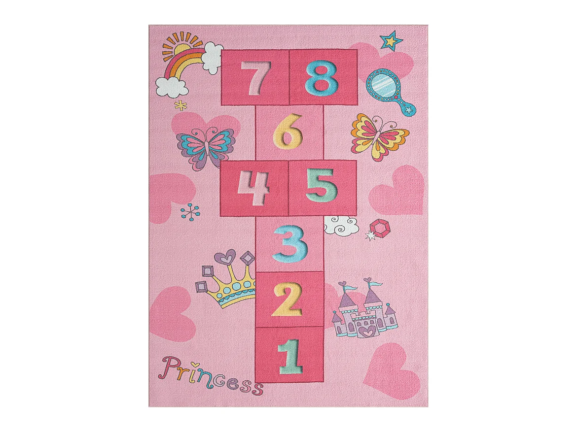 Tapis Happy Life Jeu Princesse - Rose - 200x290 cm