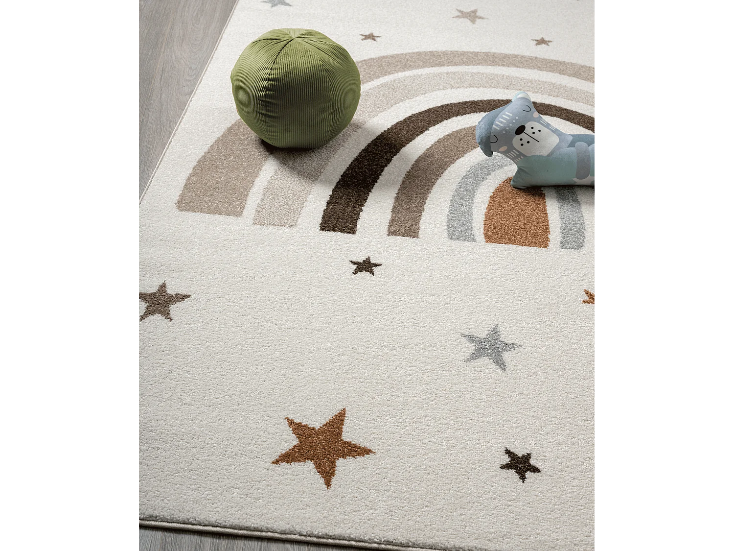 Tapis Beat Kids Moderne Enfant Arc-en-ciel Étoiles Pastel - Crème - 160x220 cm