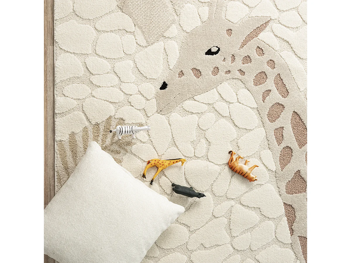 Tapis Jungle Kids Chambre Enfant 3d Résistant - Crème - 160x230 cm