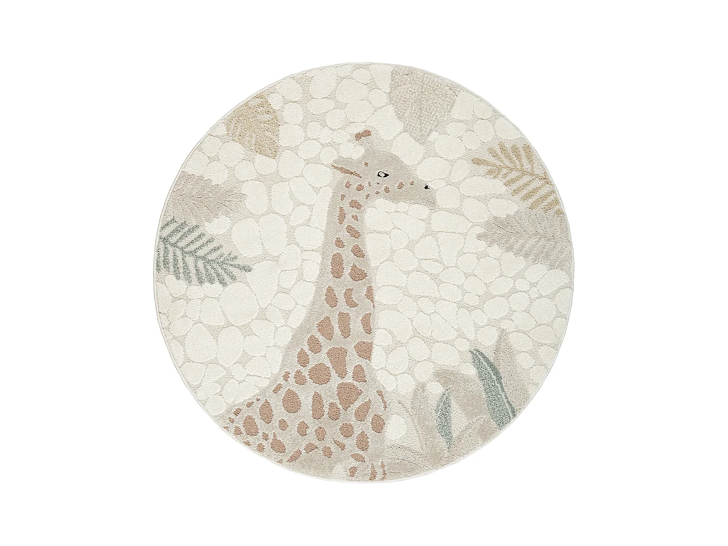 Tapis Jungle Kids Chambre Enfant 3d Résistant - Crème - 120 cm Ronde