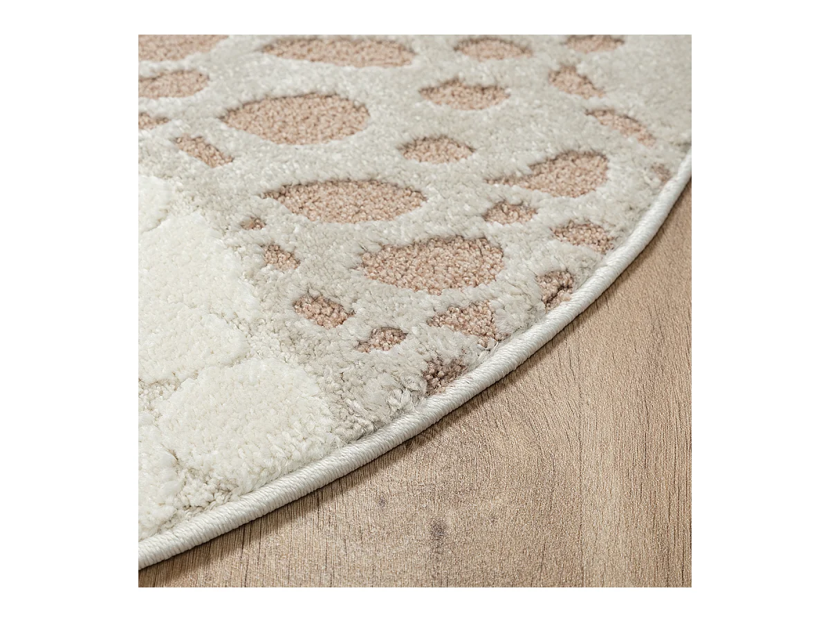 Tapis Jungle Kids Chambre Enfant 3d Résistant - Crème - 120 cm Ronde