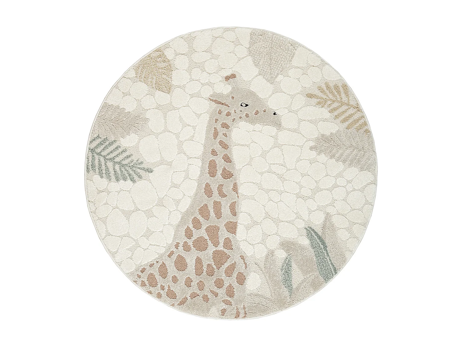 Dywan Jungle Kids Pokój Dziecięcy 3D Odporny - Kremowy - 120 cm Okrągły