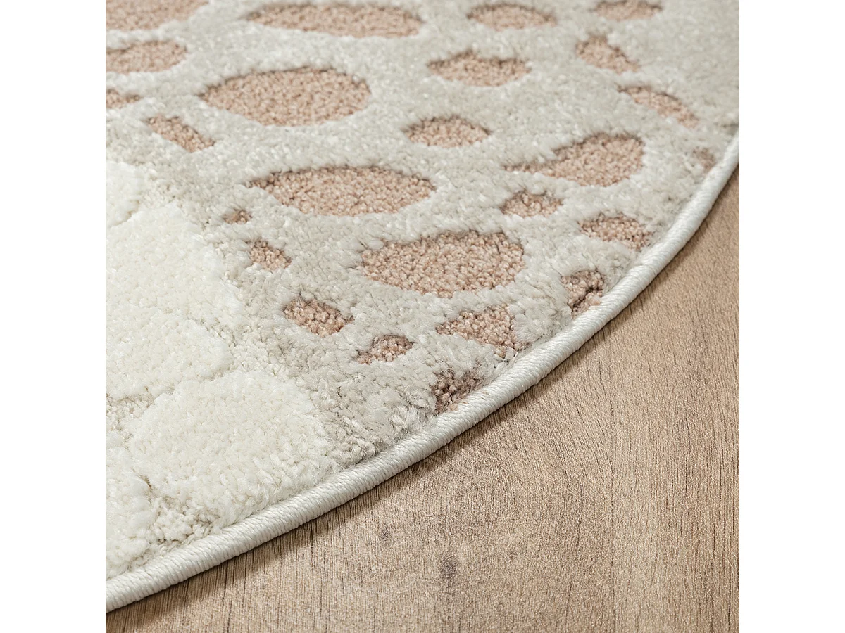 Dywan Jungle Kids Pokój Dziecięcy 3D Odporny - Kremowy - 120 cm Okrągły