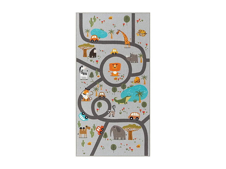 Tapis Happy Life Jeu Safari - Gris - 200x290 cm