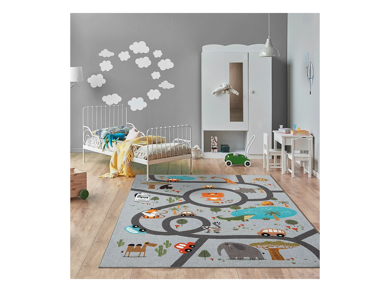 Tapis Happy Life Jeu Safari - Gris - 200x290 cm