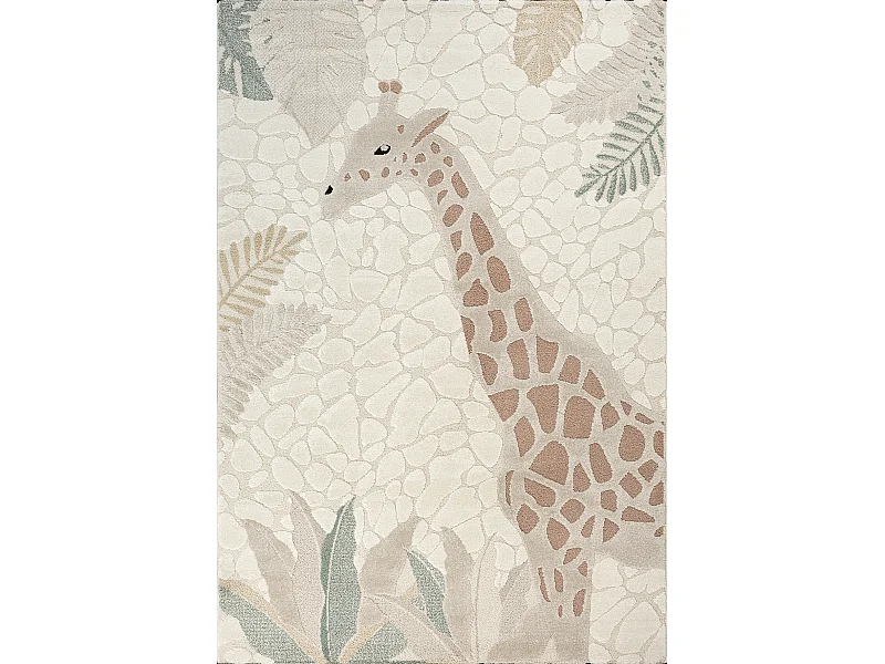Alfombra Jungle Kids Habitación Infantil 3D Resistente - Crema - 80x150 cm