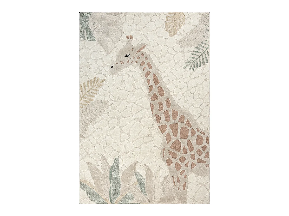 Tapis Jungle Kids Chambre Enfant 3d Résistant - Crème - 80x150 cm