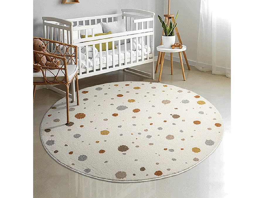 Tapis Beat Kids Moderne Bébé Fille Garçon - Crème - 160 cm Ronde
