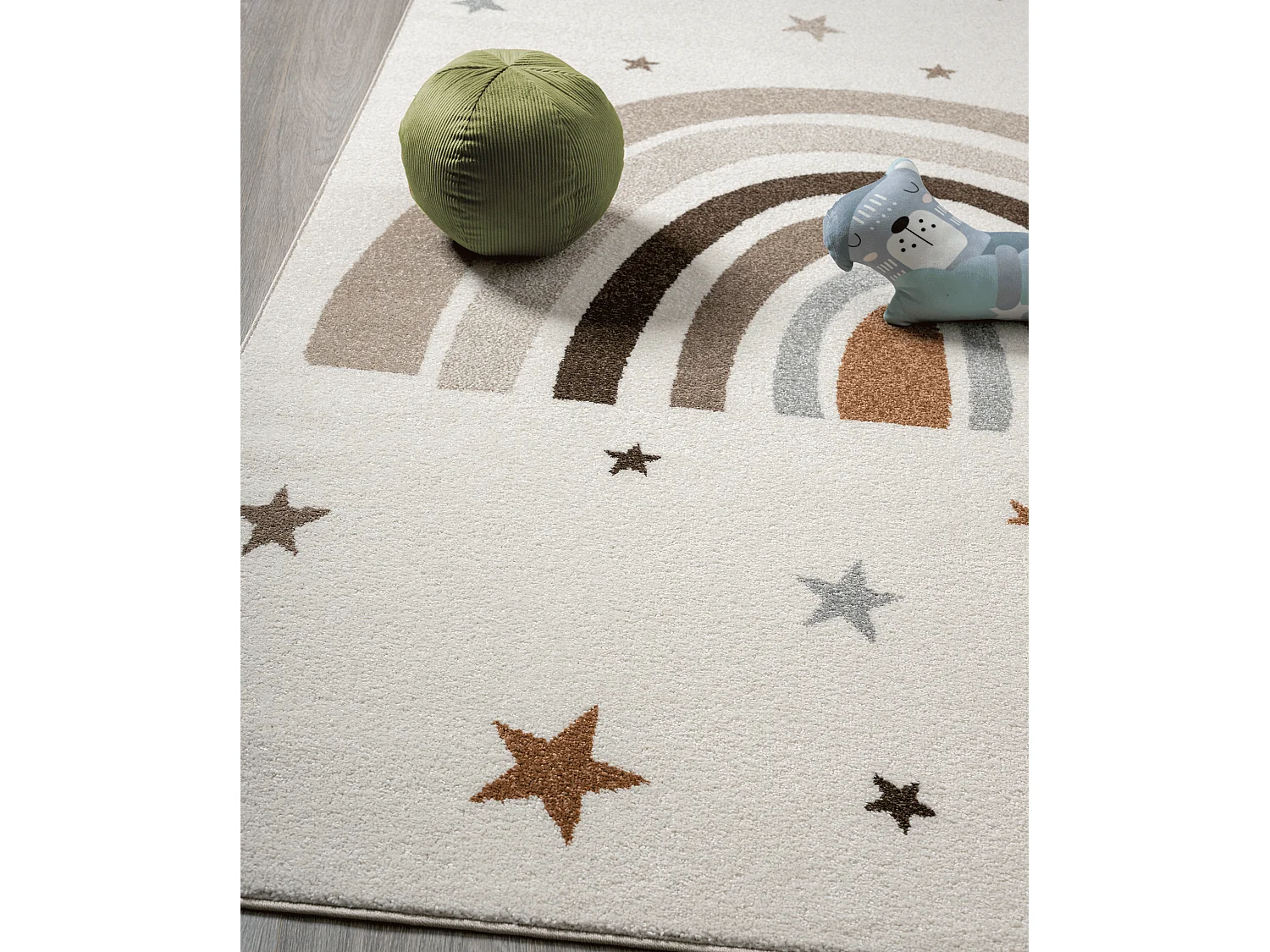 Tapis Beat Kids Moderne Enfant Arc-en-ciel Étoiles Pastel - Crème - 80x150 cm