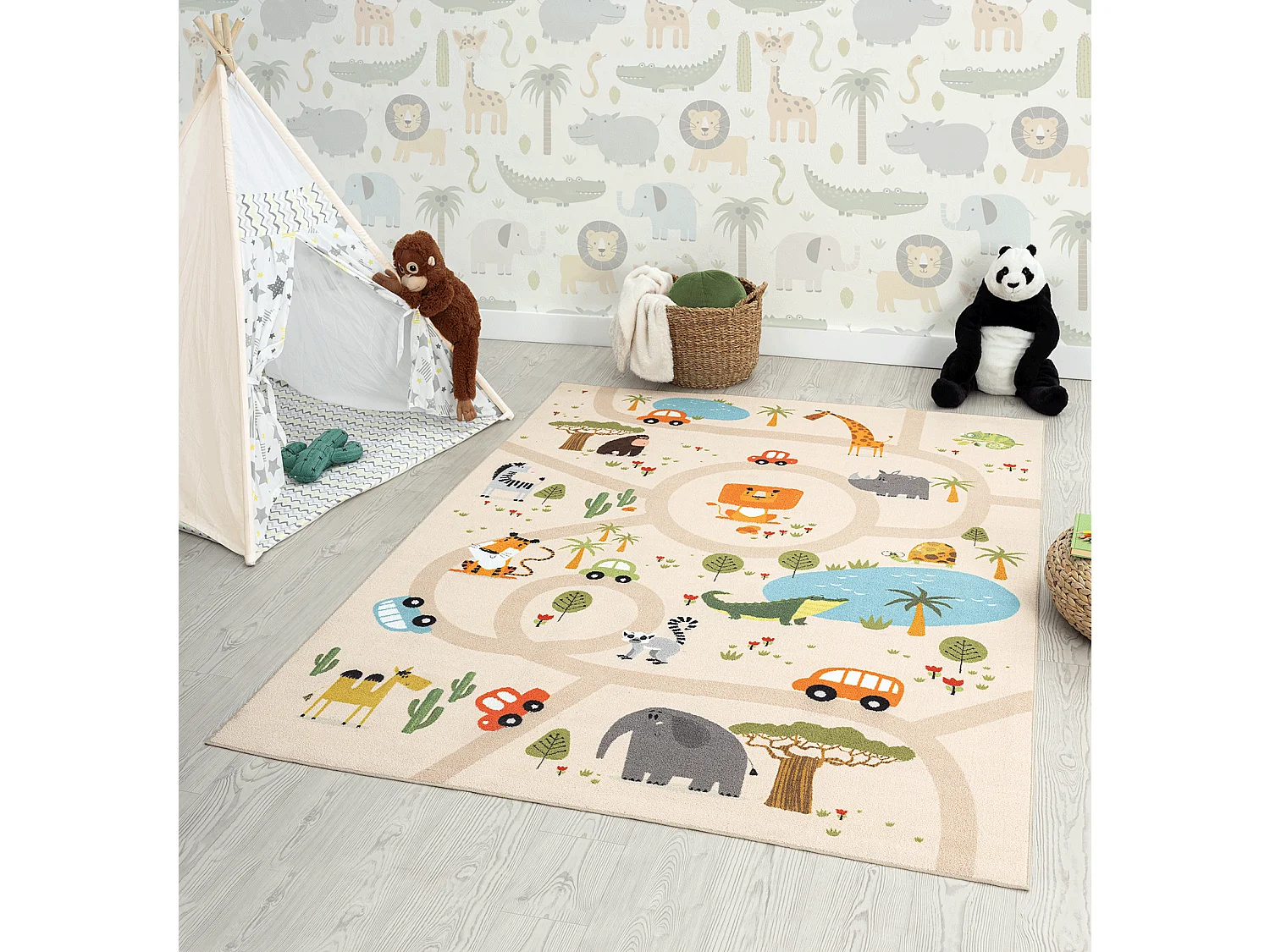 Tapis Happy Life Jeu Safari - Beige - 240x340 cm