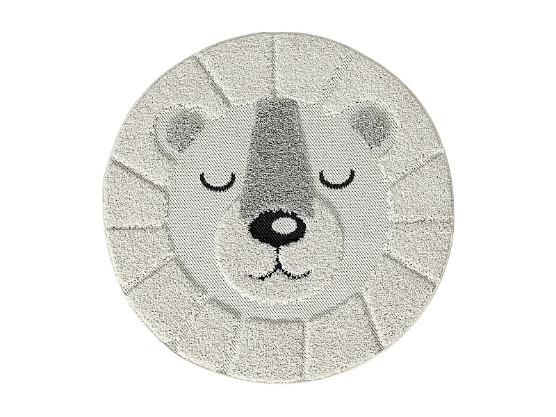 Tapis Lou Enfant Ours - Crème - 80 cm Ronde