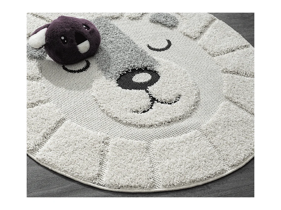 Tapis Lou Enfant Ours - Crème - 80 cm Ronde