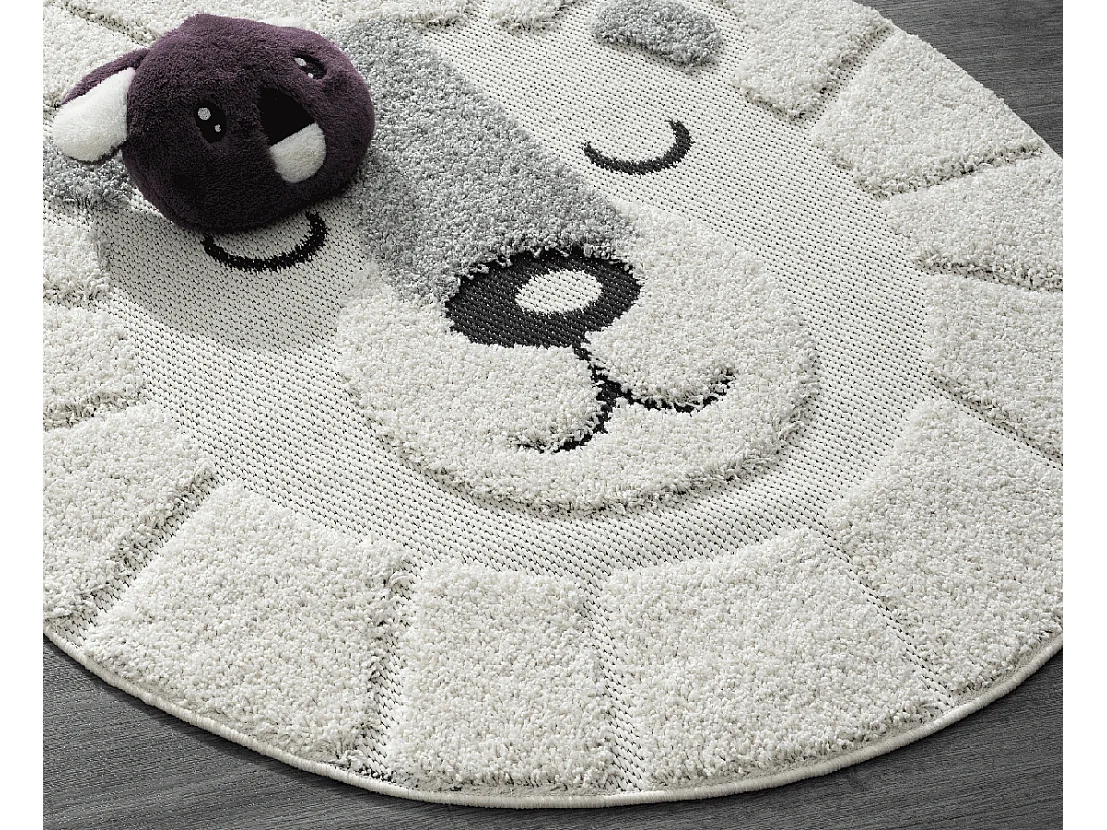 Tapis Lou Enfant Ours - Crème - 80 cm Ronde