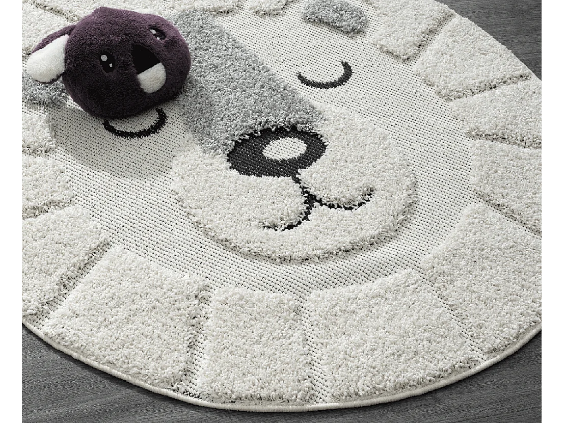 Tapis Lou Enfant Ours - Crème - 80 cm Ronde