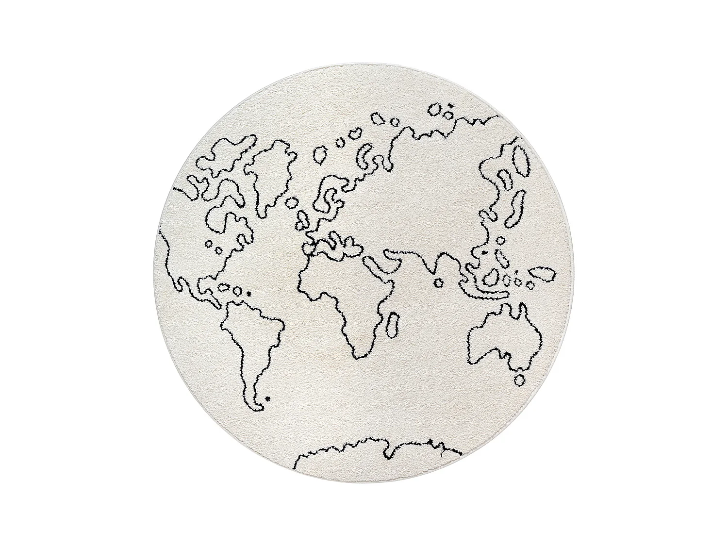 Tapis Elisa Kids Enfant Continents Résistant - Crème - 120 cm Ronde