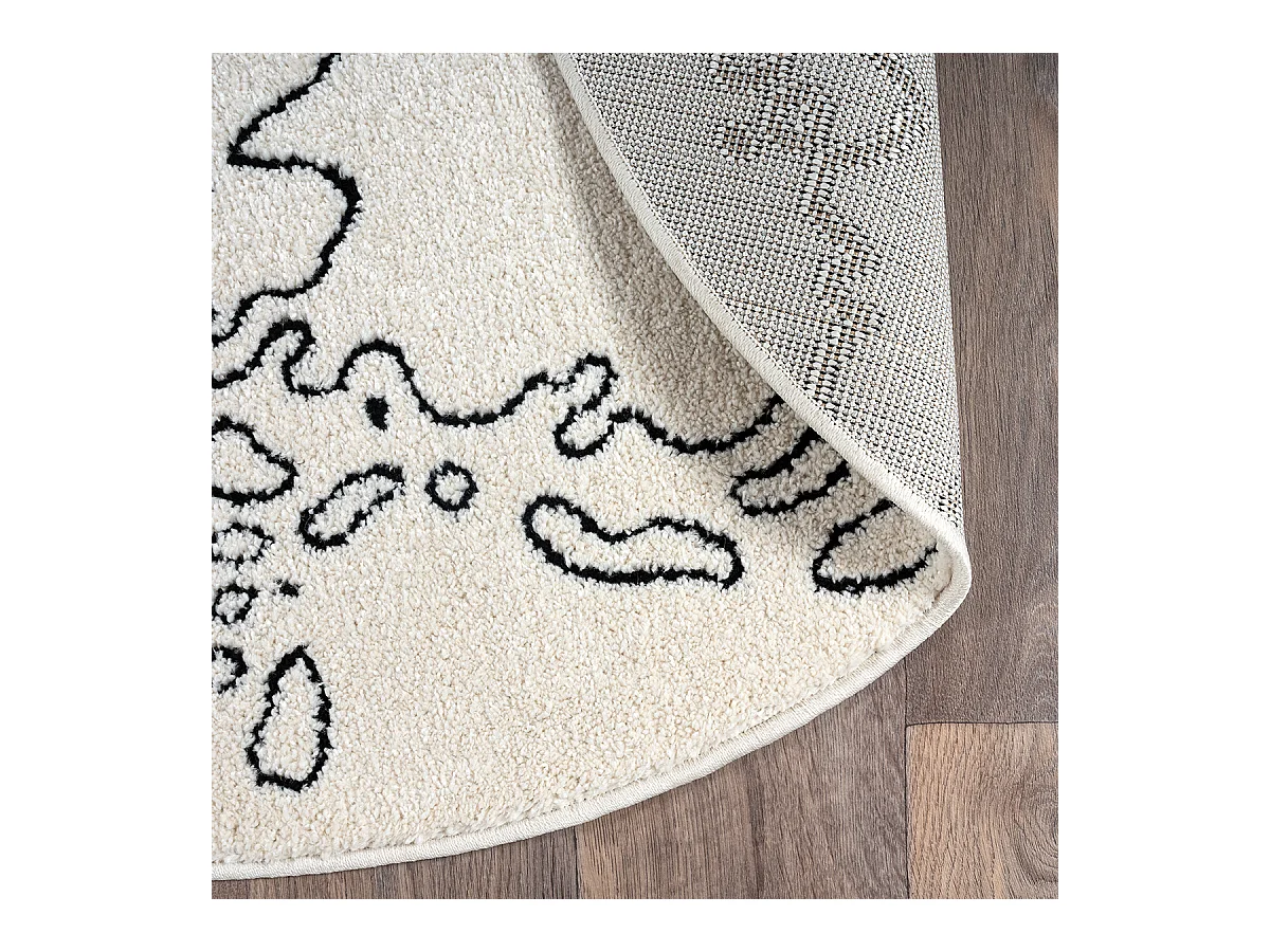 Tapis Elisa Kids Enfant Continents Résistant - Crème - 120 cm Ronde