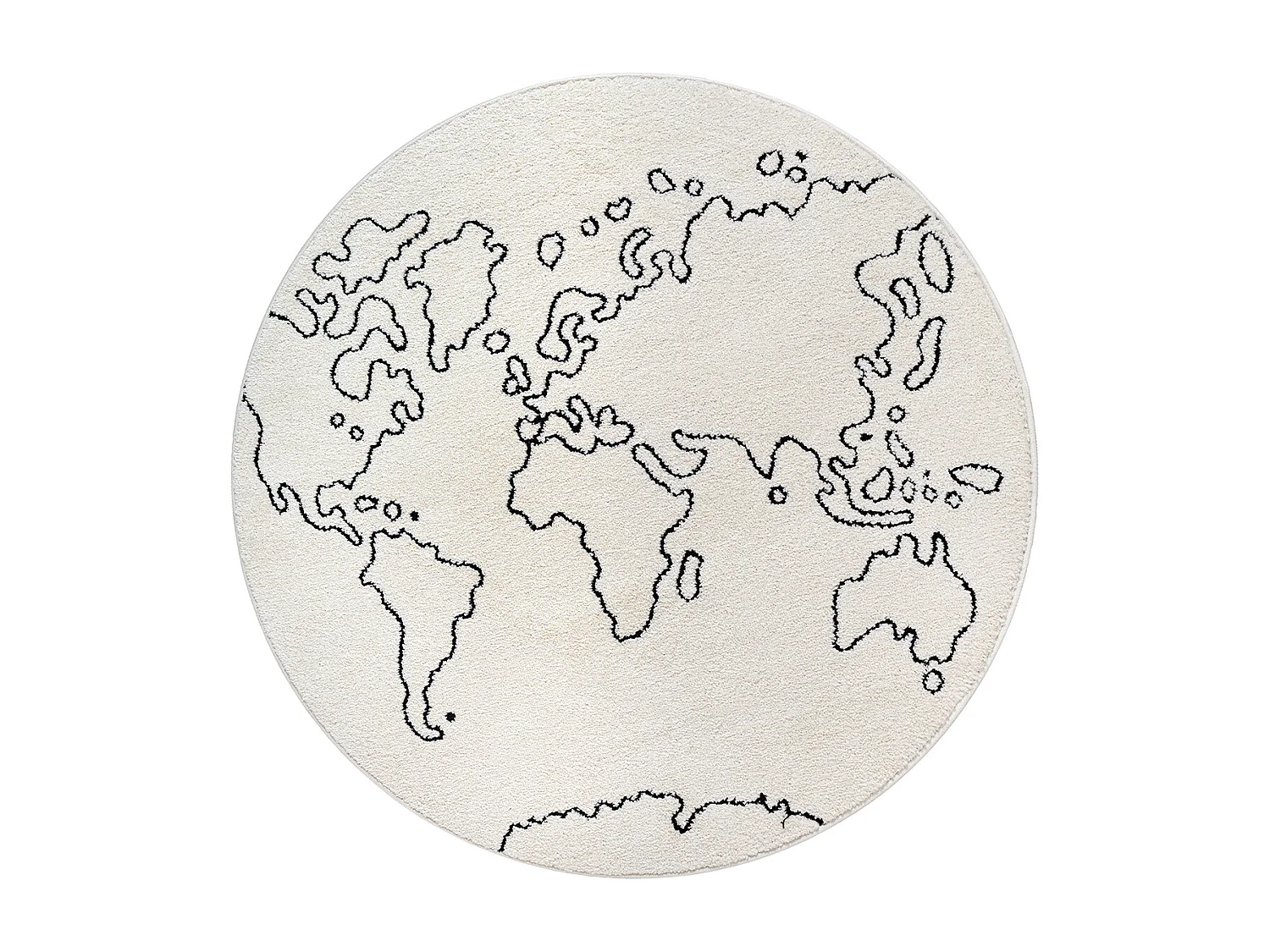 Tapis Elisa Kids Enfant Continents Résistant - Crème - 120 cm Ronde