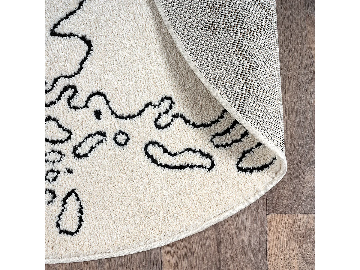 Tapis Elisa Kids Enfant Continents Résistant - Crème - 120 cm Ronde