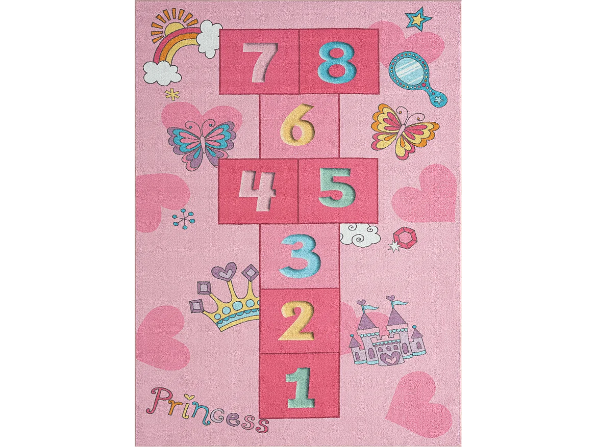 Tapis Happy Life Jeu Princesse - Rose - 140x200 cm