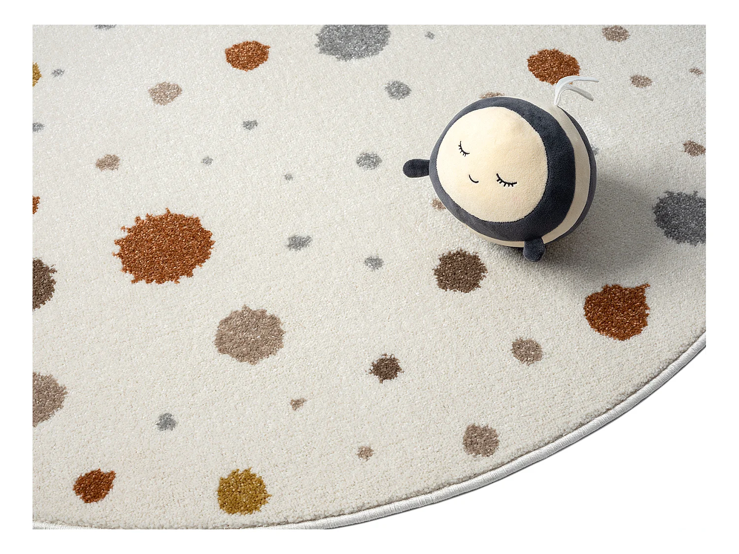 Tapis Beat Kids Moderne Bébé Fille Garçon - Crème - 120 cm Ronde