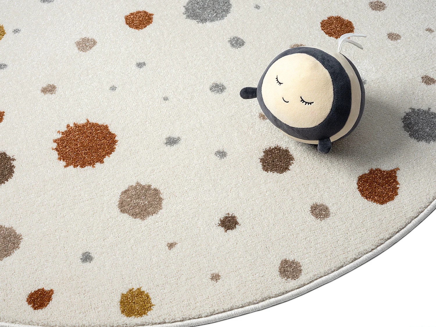 Tapis Beat Kids Moderne Bébé Fille Garçon - Crème - 120 cm Ronde