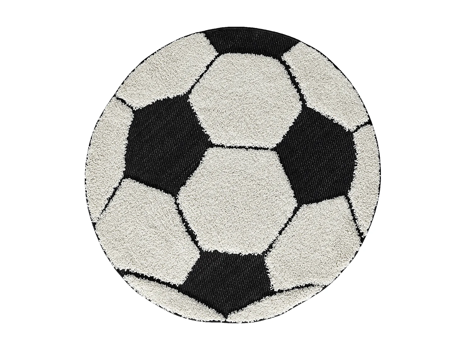 Tapis Lou Enfant Football - Noir Blanc - 160 cm Ronde