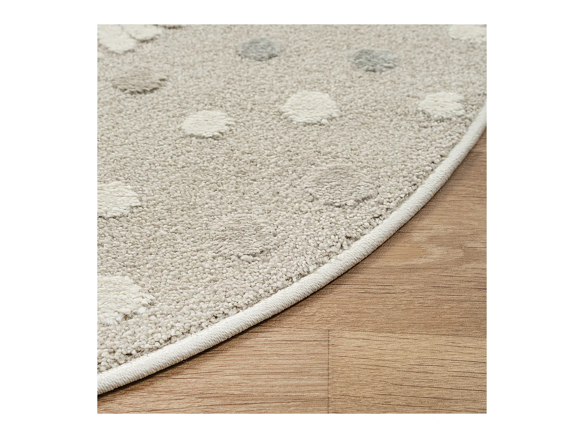 Tapis Jungle Kids Chambre Enfant 3d Résistant - Beige - 120 cm Ronde