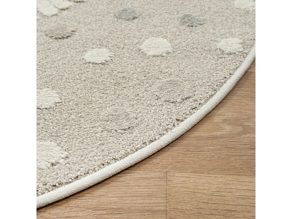 Tapis Jungle Kids Chambre Enfant 3d Résistant - Beige - 120 cm Ronde