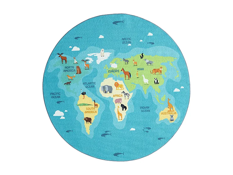 Tapis Happy Life D'apprentissage - Bleu - 200 cm Ronde